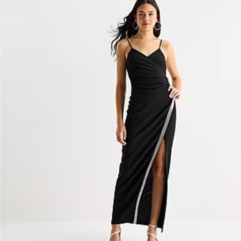 by & by Black Maxi Dress with Silver Accents